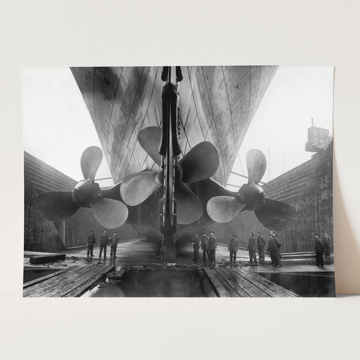 The RMS Titanic's Propellers as the Mighty Ship Sits in Dry Dock