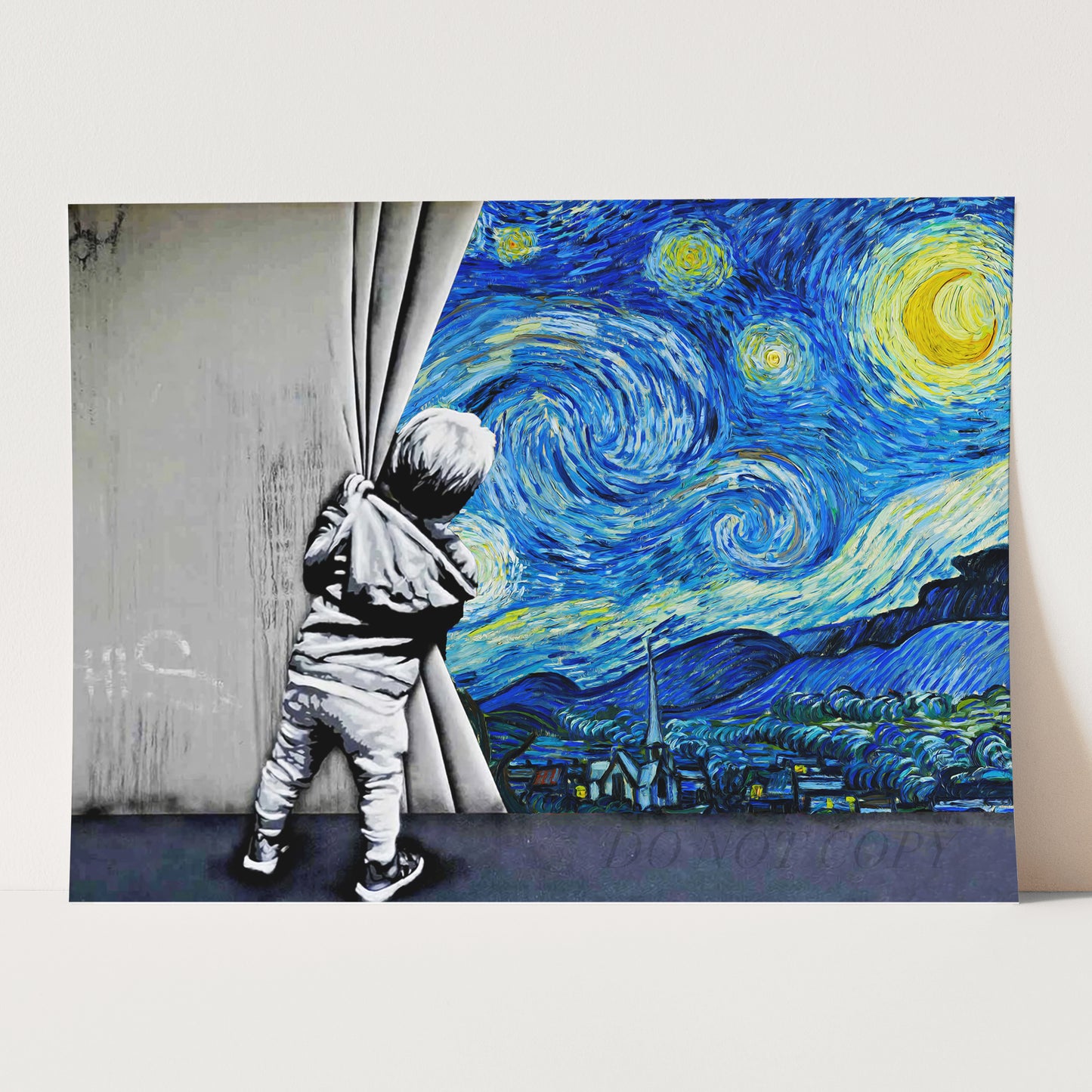 Starry Night Behind the Curtain Banksy Van Gogh