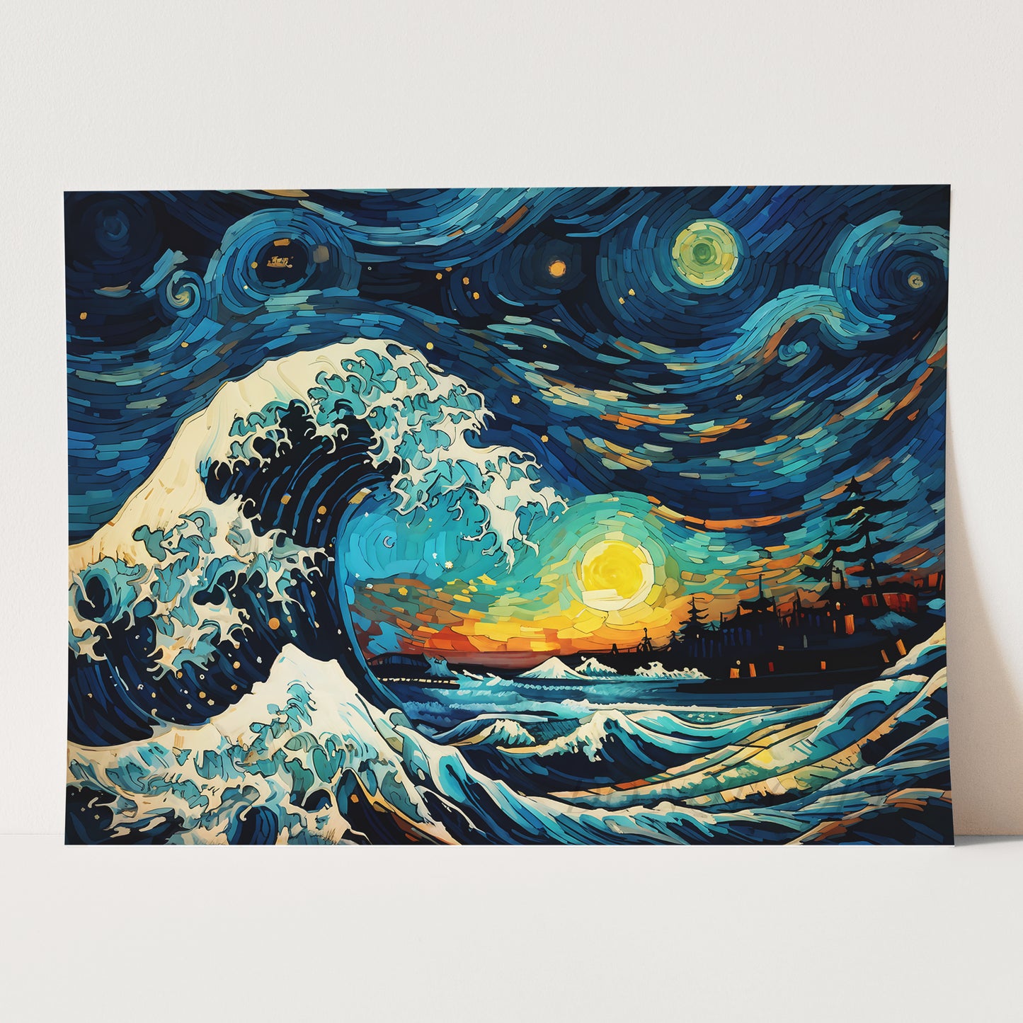 The Great Wave in the Style of Van Gogh