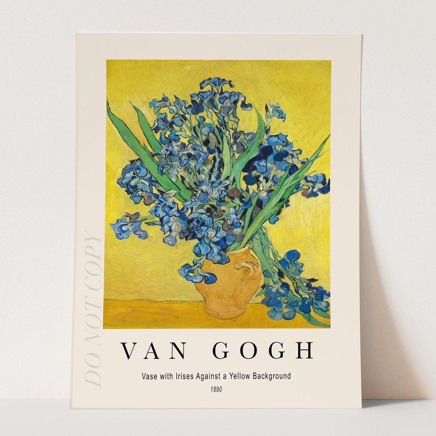 Vincent Van Gogh: Vase with Irises Against a Yellow Background