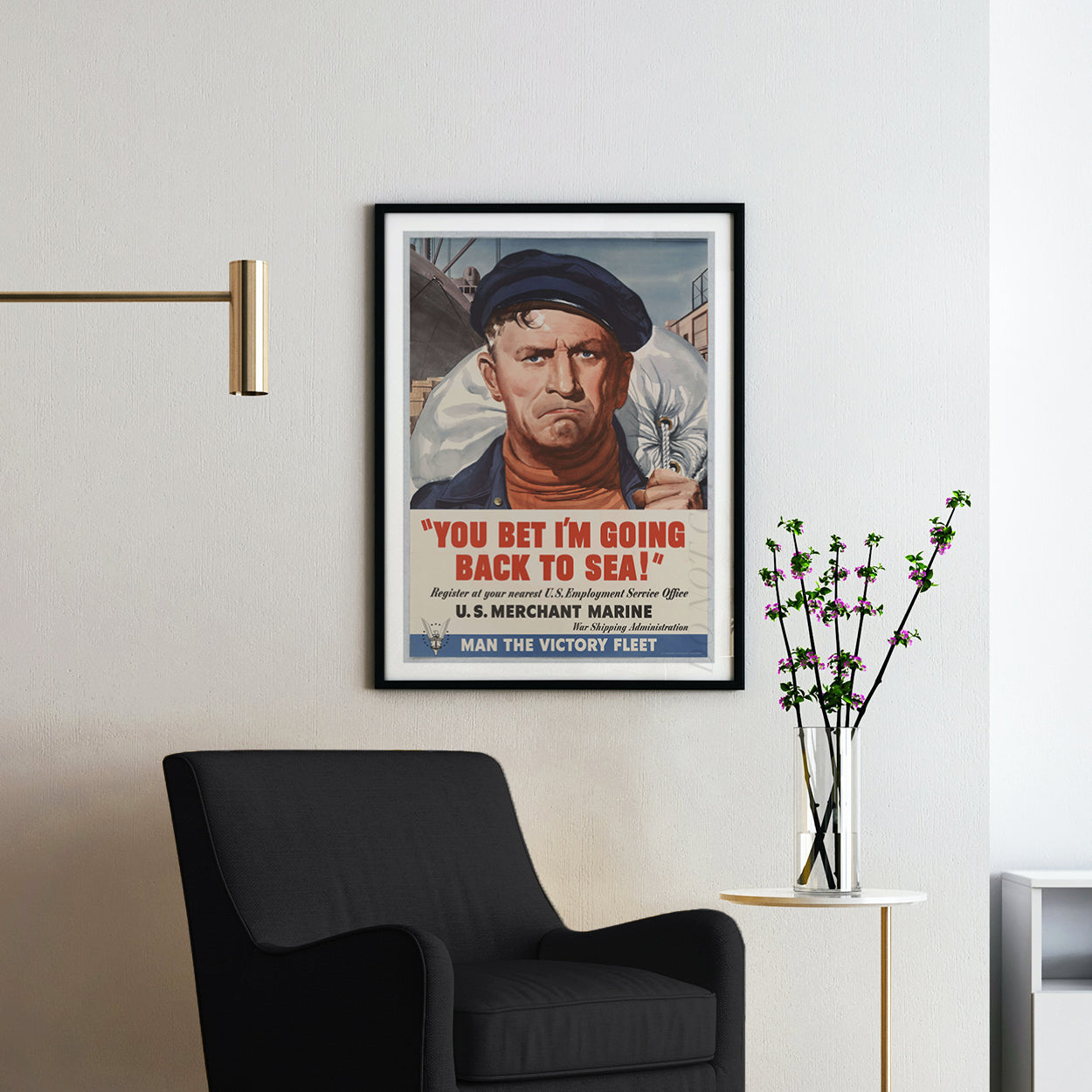WWII US Propaganda Poster - "You Bet I'm Going Back To Sea"