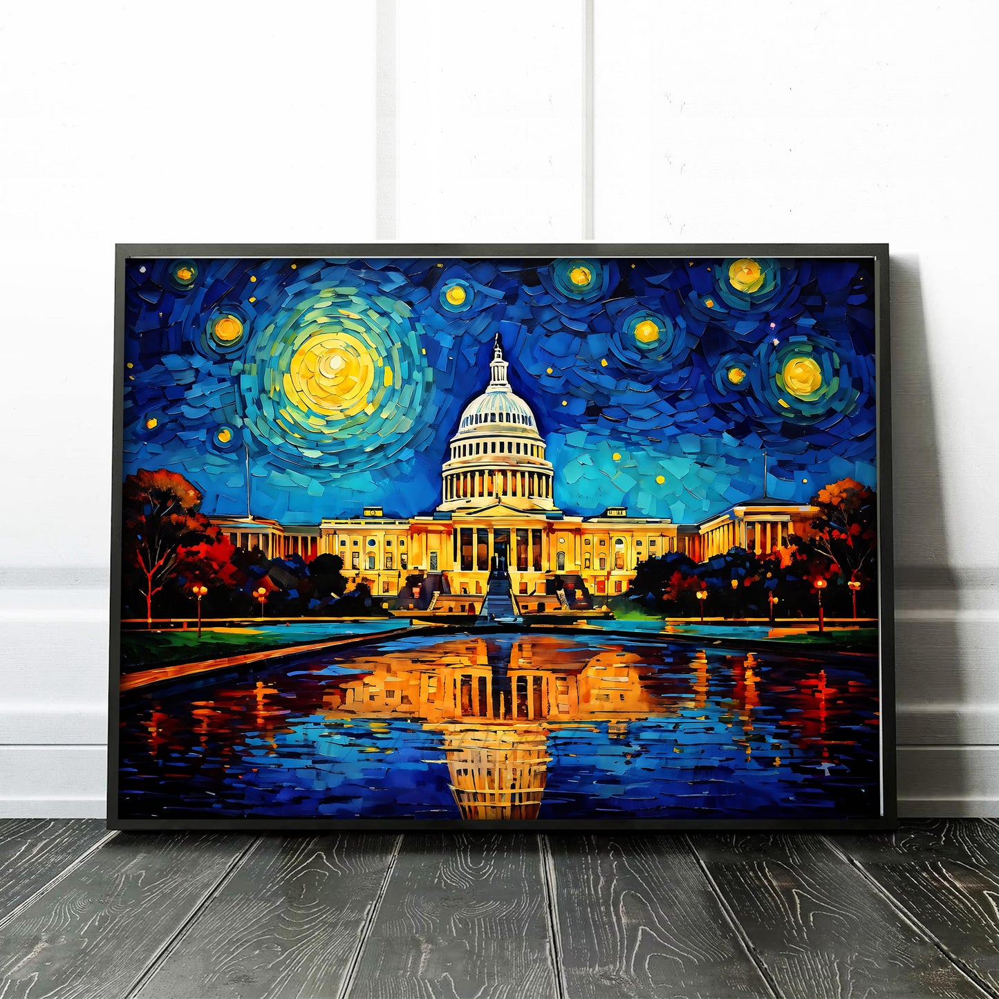 Washington DC Skyline as Van Gogh Starry Night