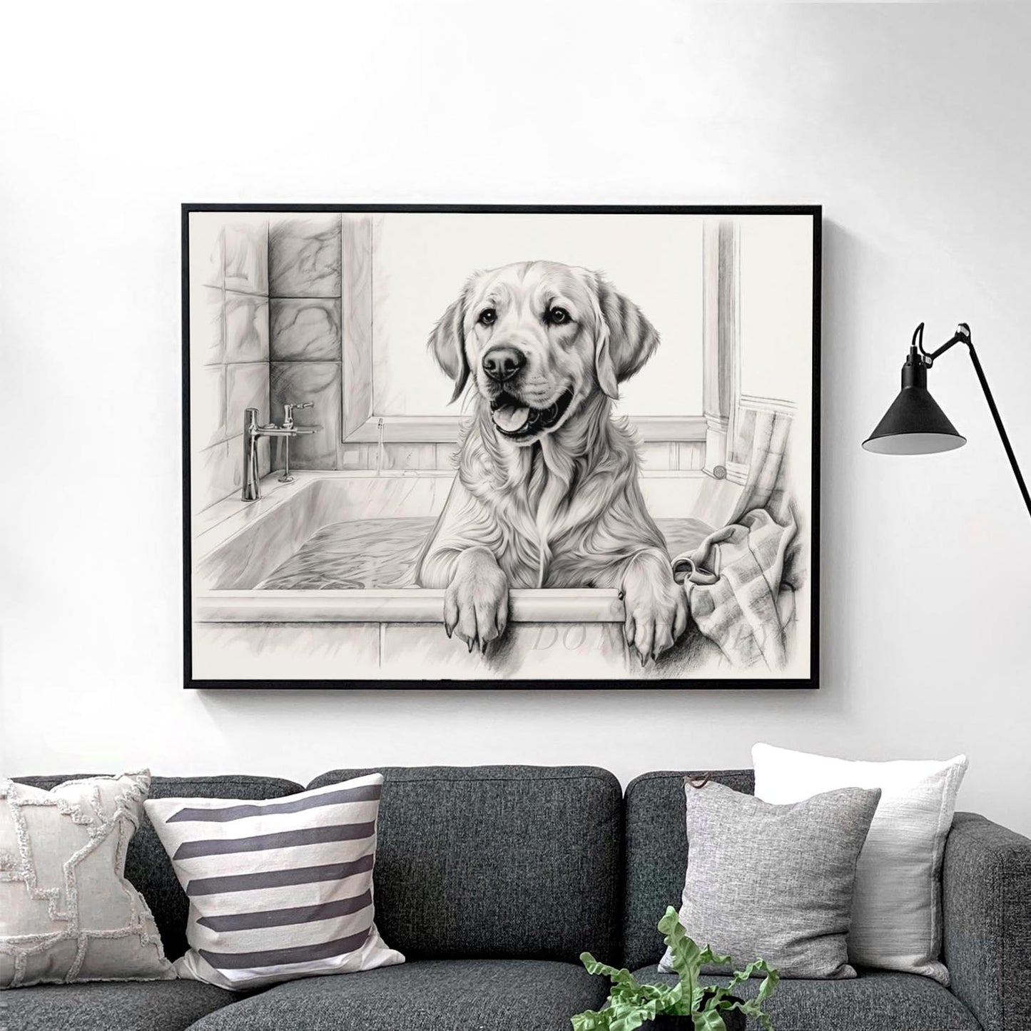 Yellow Labrador Retriever Taking a Bath