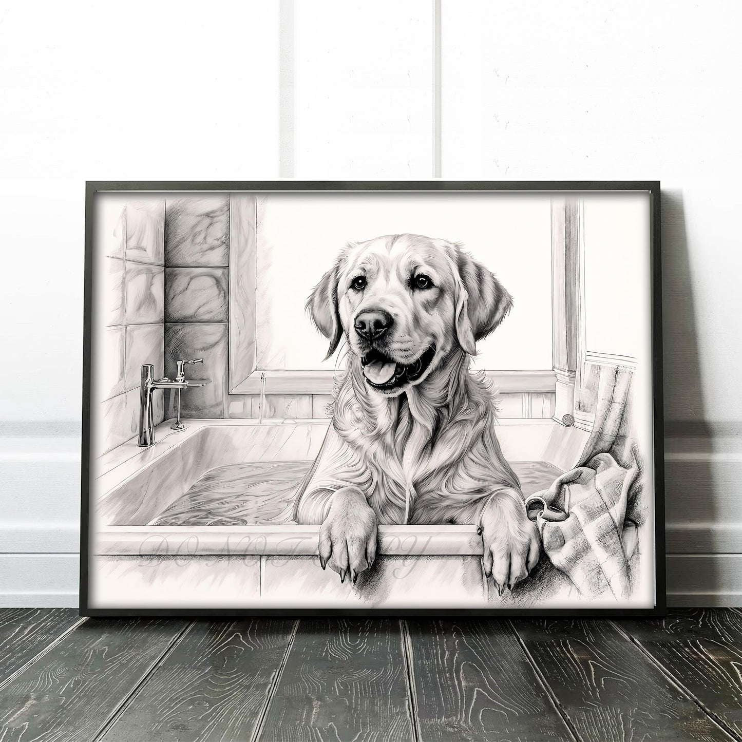 Yellow Labrador Retriever Taking a Bath