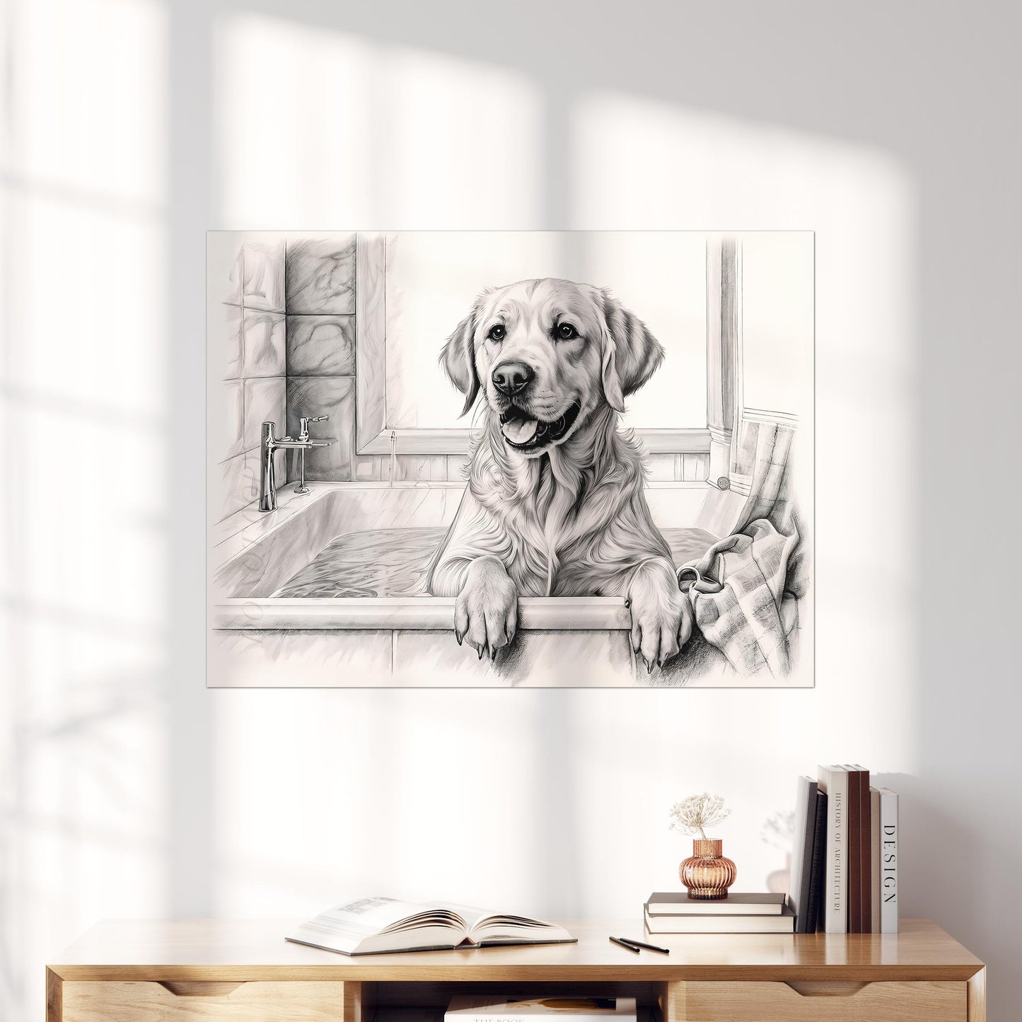 Yellow Labrador Retriever Taking a Bath