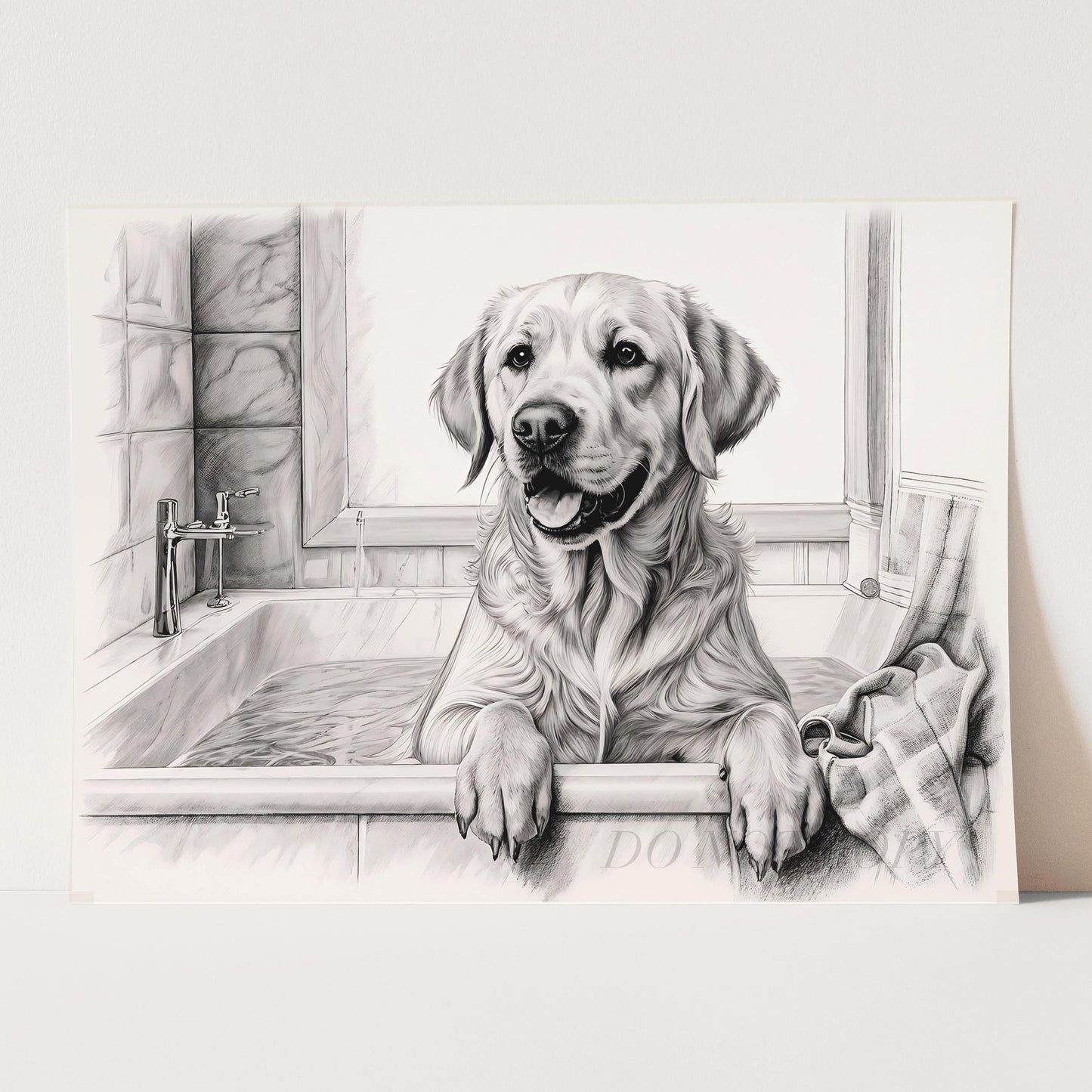 Yellow Labrador Retriever Taking a Bath