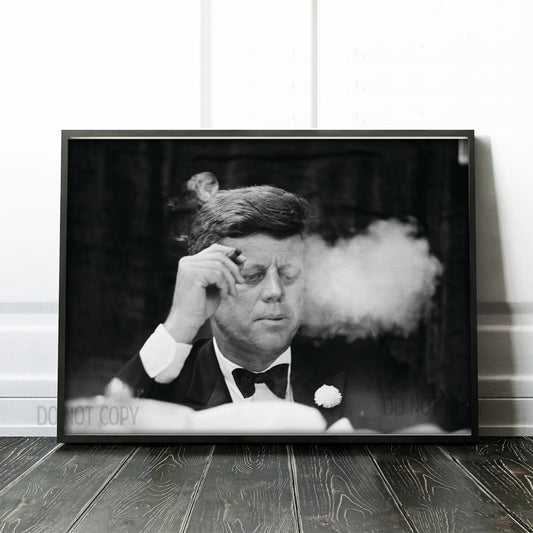 John F Kennedy (JFK) Smoking A Cigar 1960s