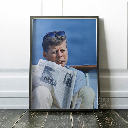 John F Kennedy (JFK) smoking a cigar, Cape Cod