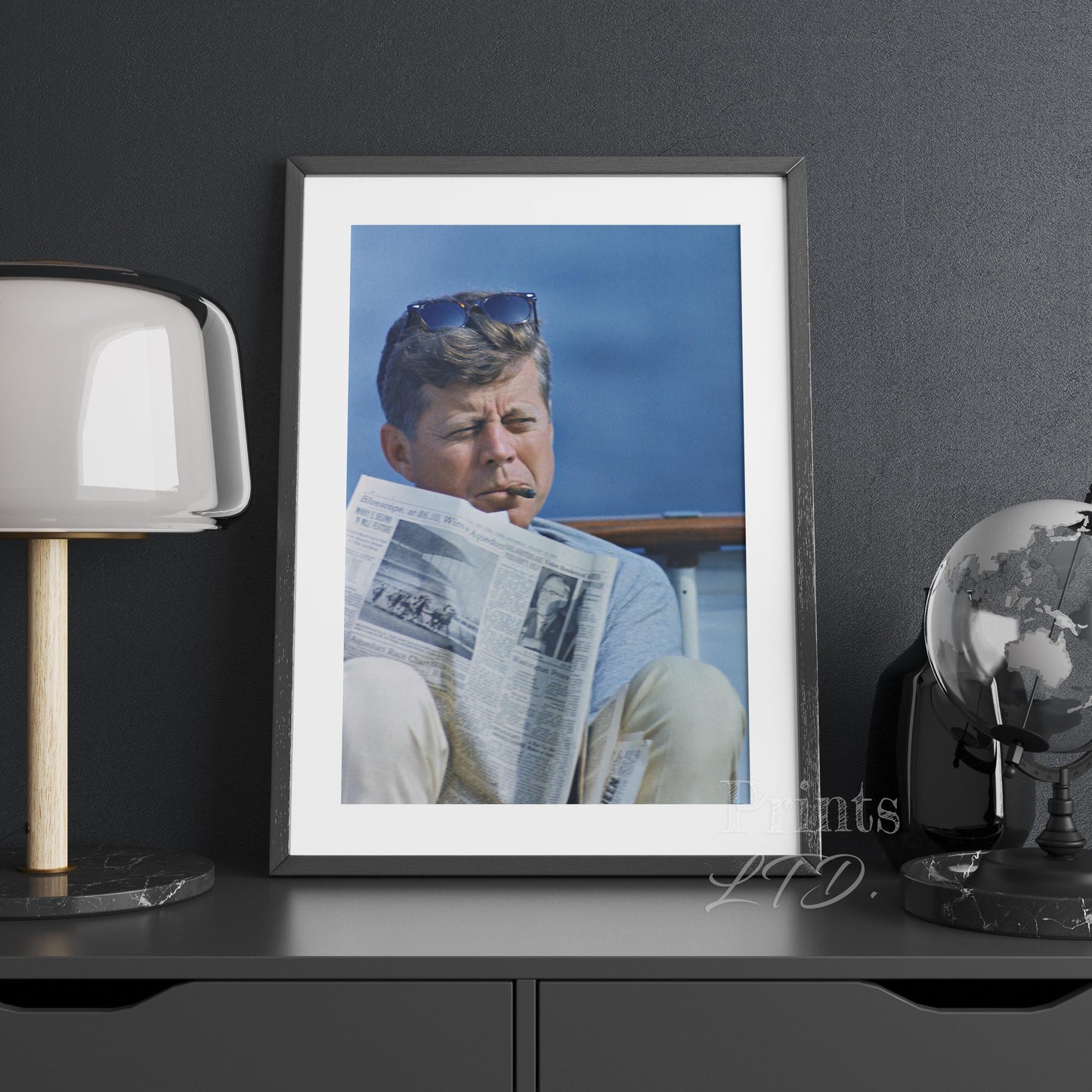 John F Kennedy (JFK) smoking a cigar, Cape Cod
