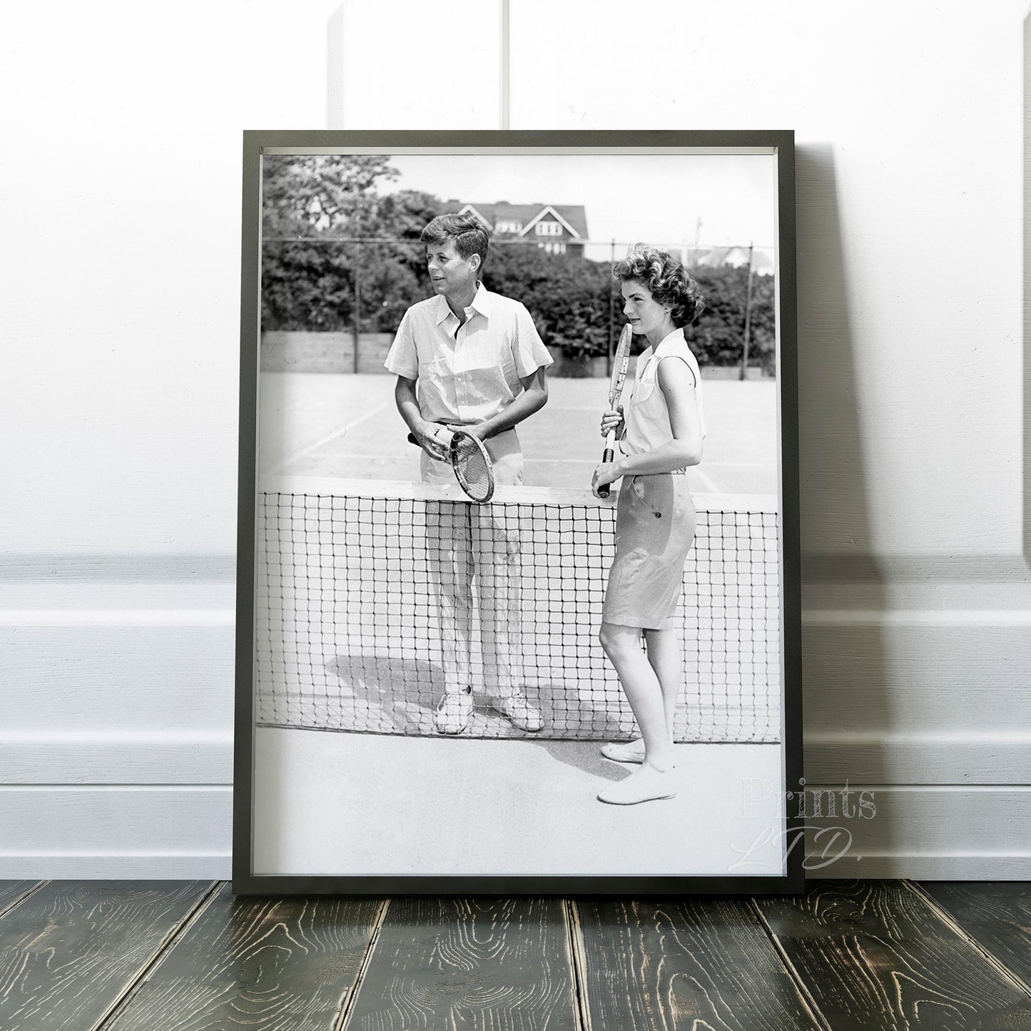 John F Kennedy (JFK) and Jackie Kennedy playing tennis circa 1950s