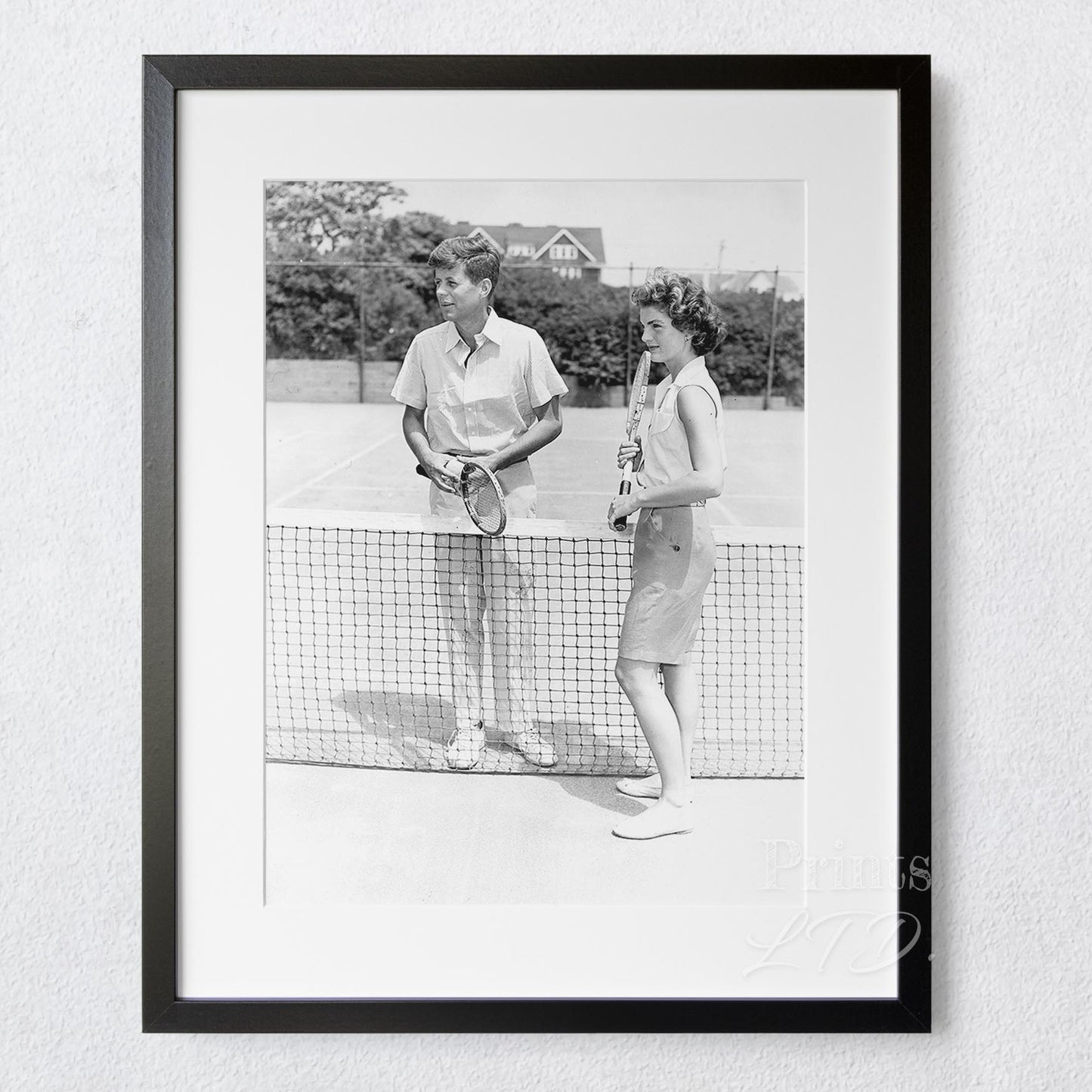 John F Kennedy (JFK) and Jackie Kennedy playing tennis circa 1950s