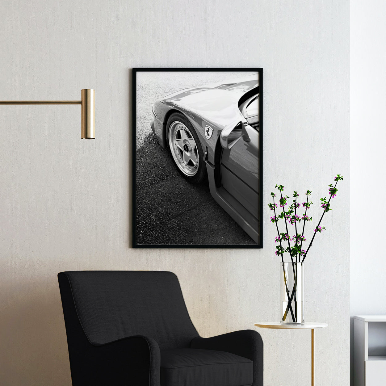 Vintage Ferrari F40 Black And White Classic Cars