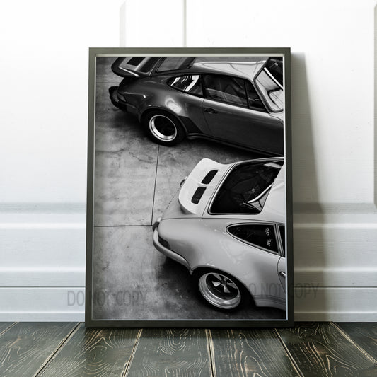 Two Porsche 911 Rear View Vintage Cars