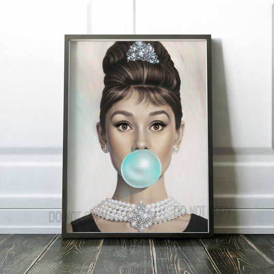 Audrey Hepburn Blowing Bubble Gum