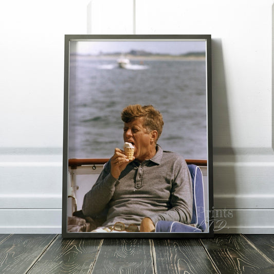 John F Kennedy (JFK) enjoys an ice cream, Cape Cod