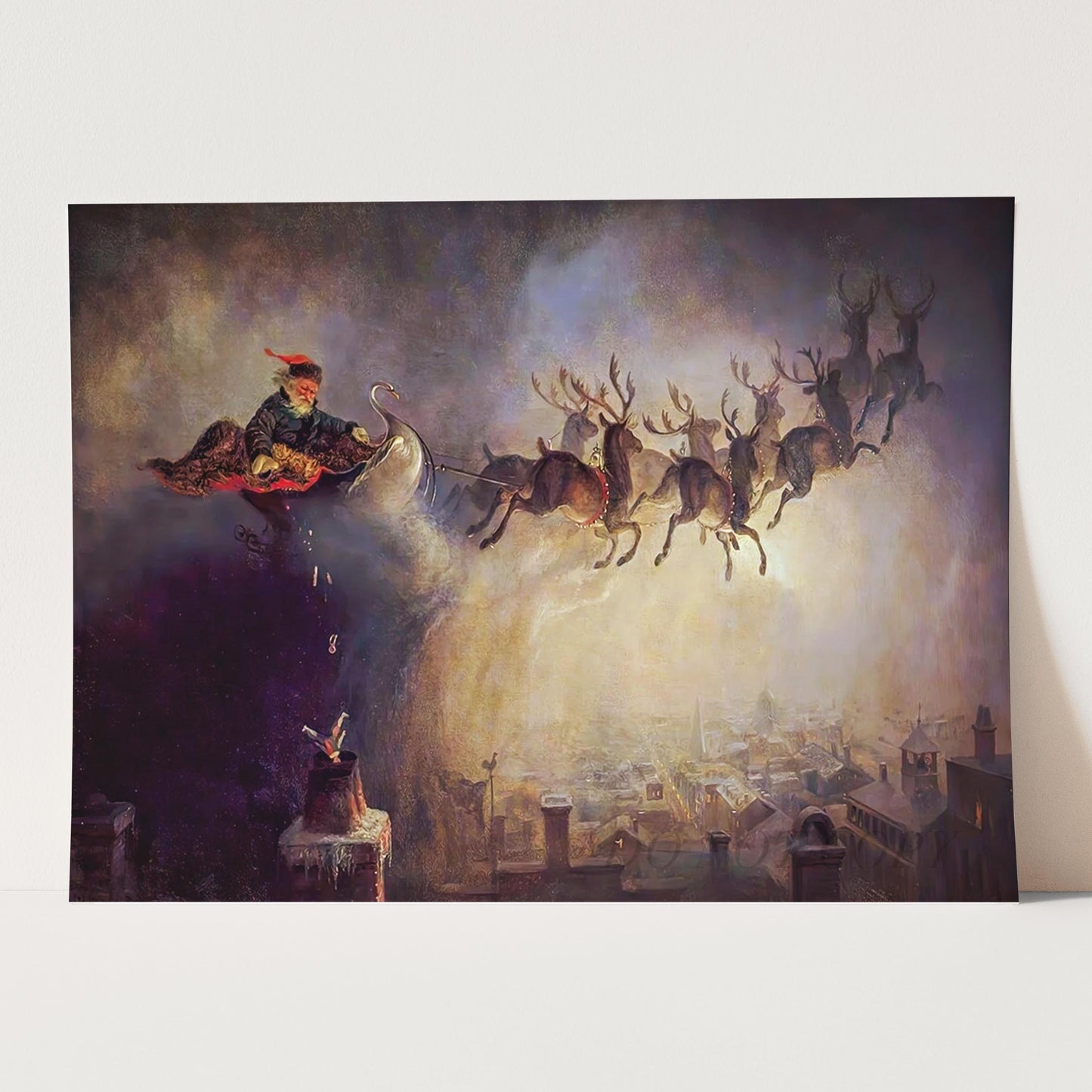 Santa Claus Sleigh and Reindeer by William Holbrook Beard