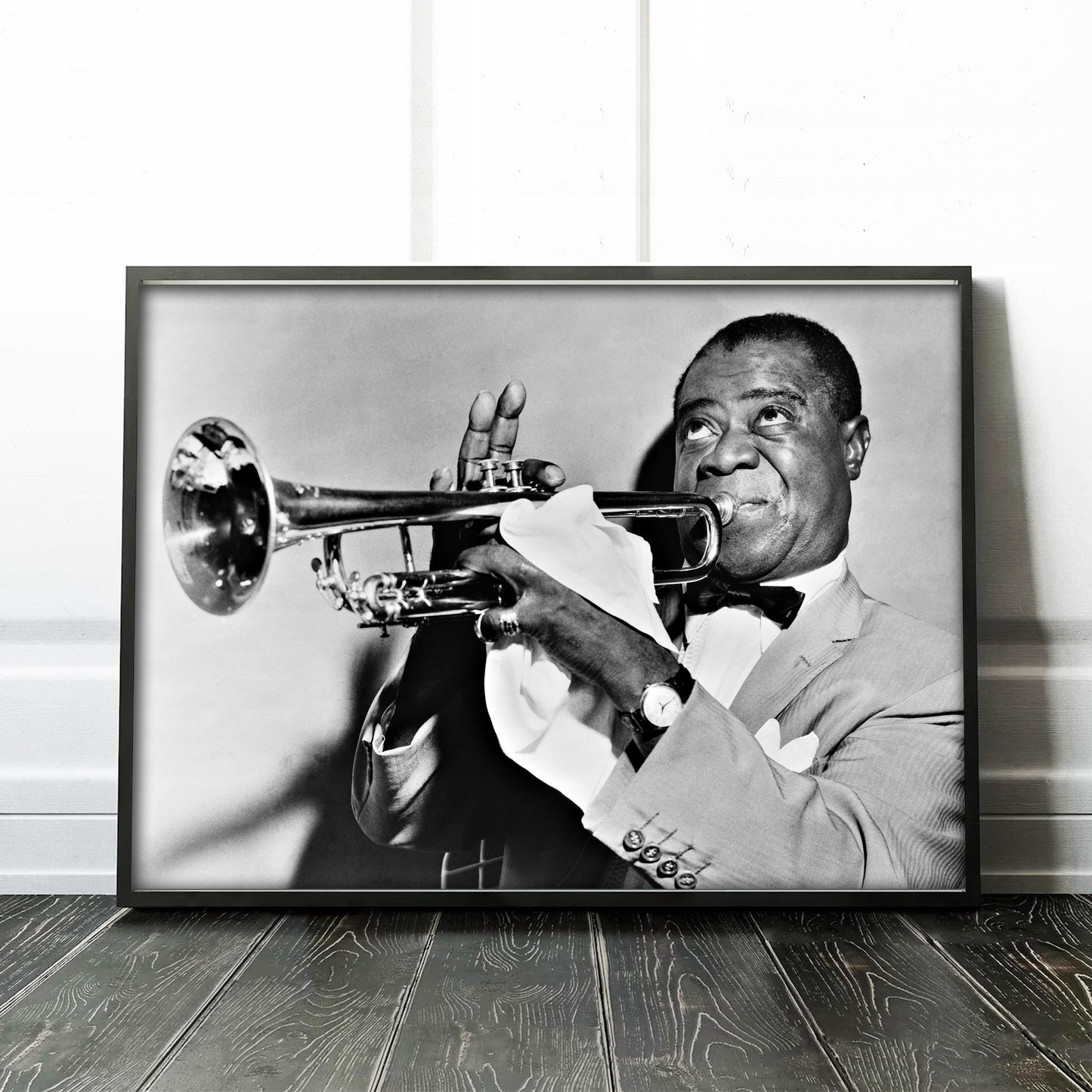 Louis Armstrong playing the trumpet