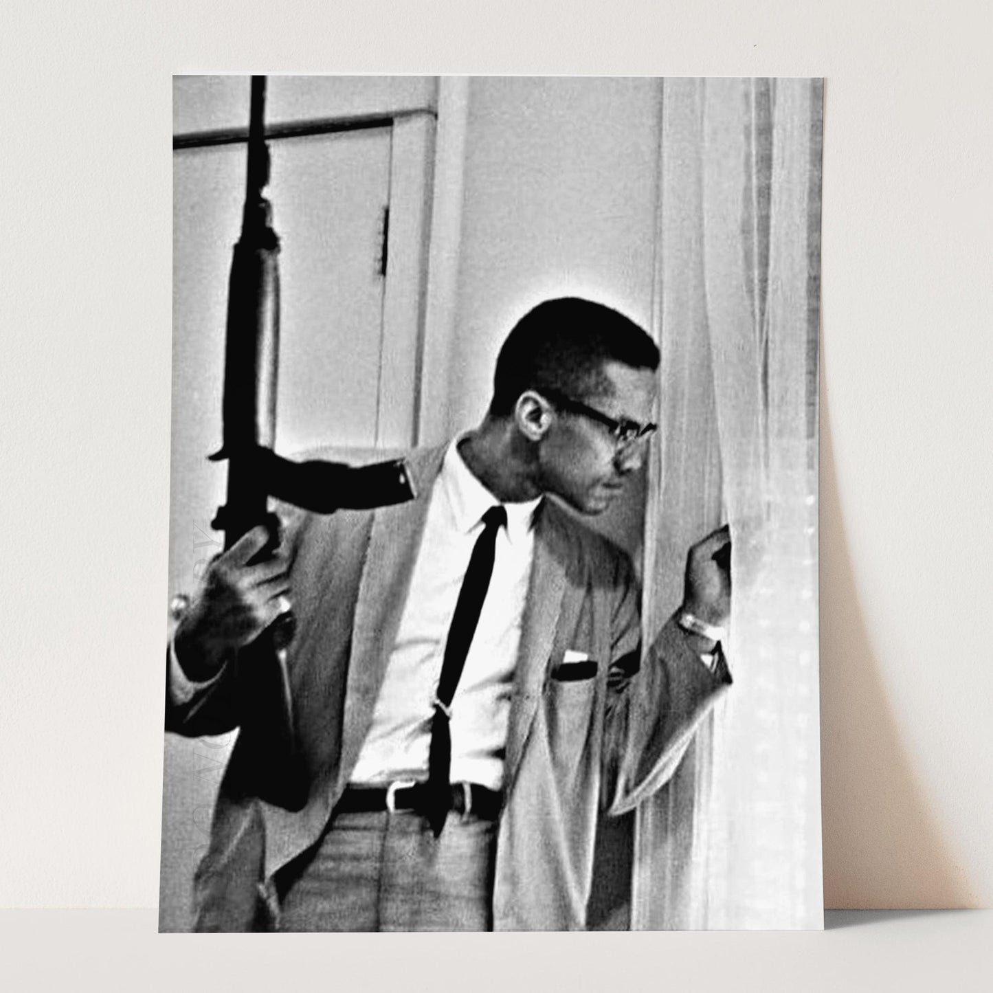 Malcolm X With Machine Gun