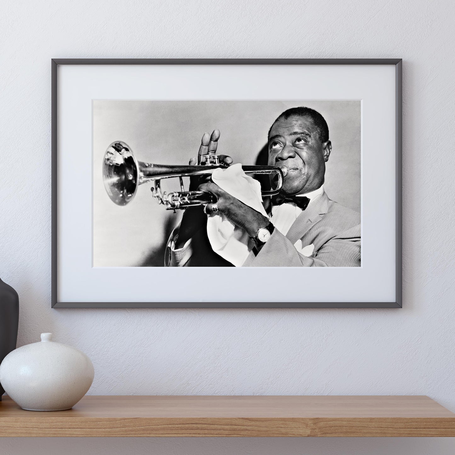 Louis Armstrong playing the trumpet