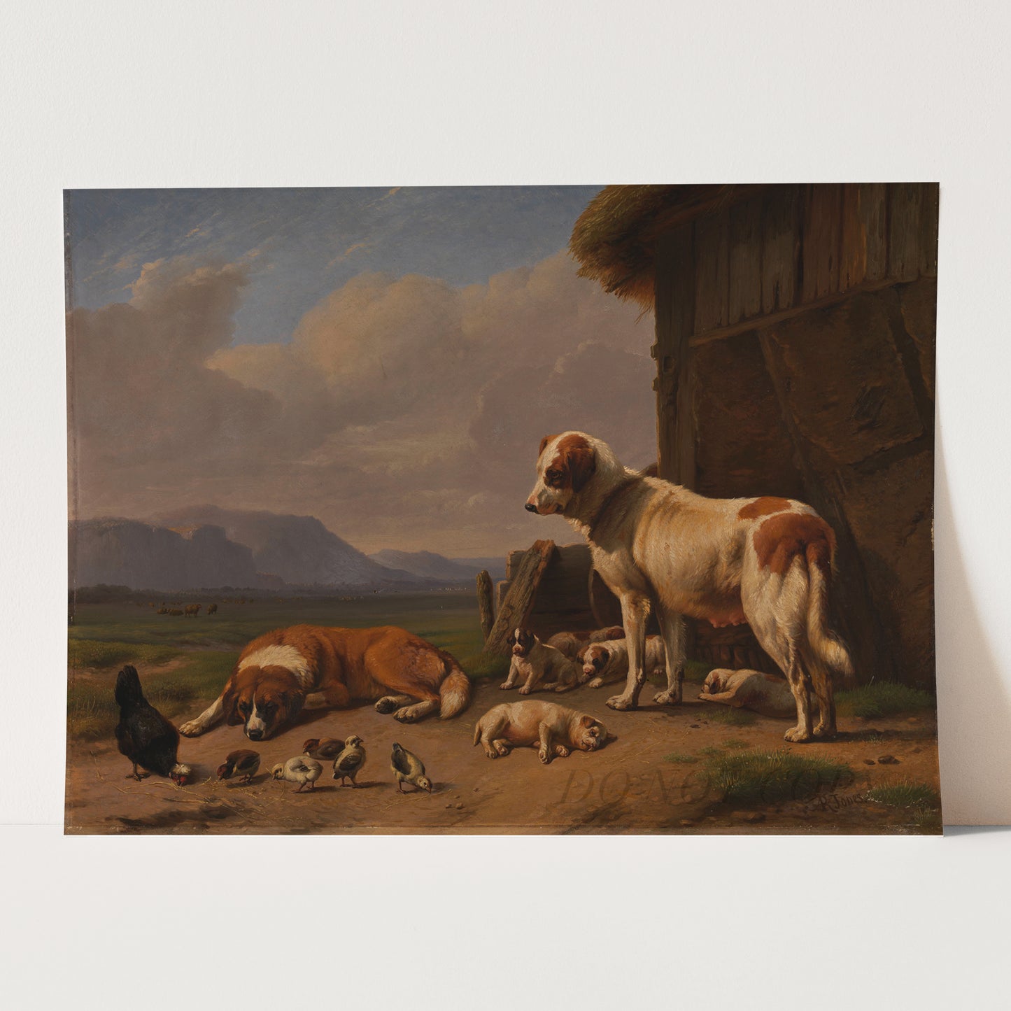Landscape with Dogs and Chickens in a Farmyard