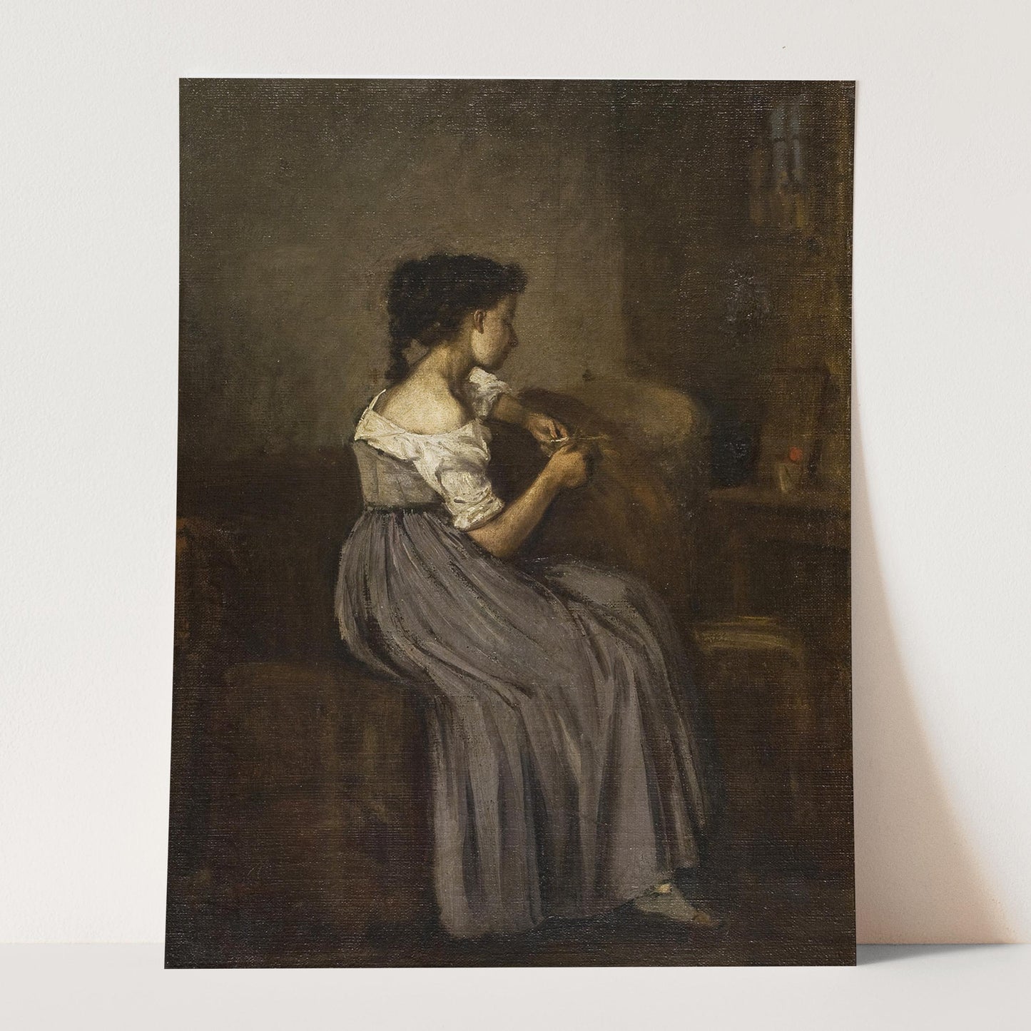 Needlepoint - Young Girl Sewing