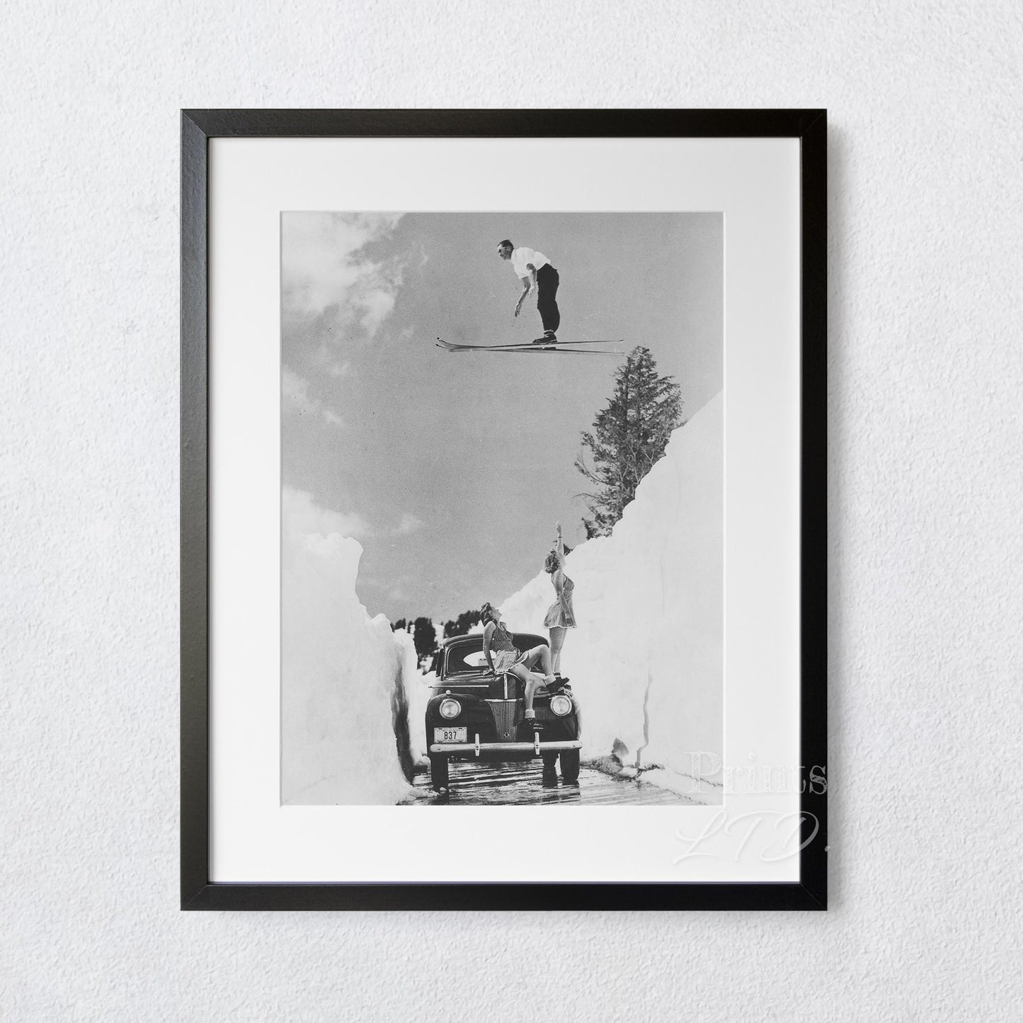 Skiing Over Car