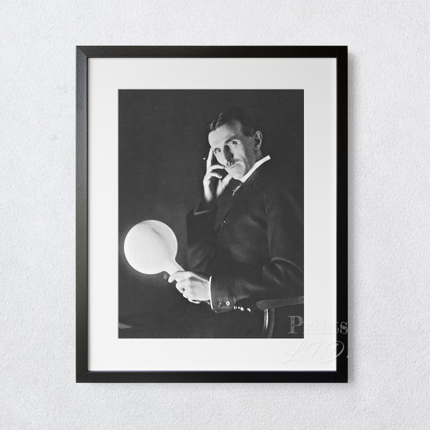 Nikola Tesla With Electric Light Bulb