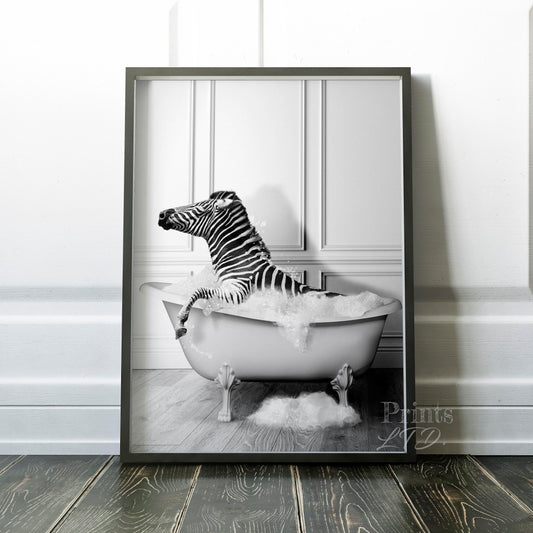 Zebra Taking A Bubble Bath In The Bathtub
