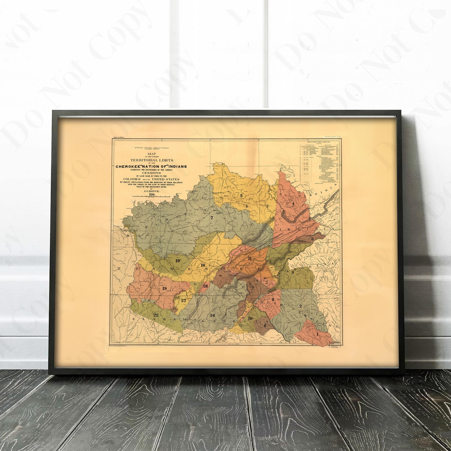 1884 Cherokee Indian Map - Vintage Map