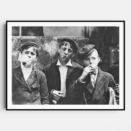 1900s Street Kids Smoking Cigarettes