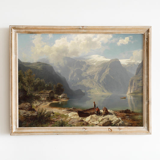 A Sunny day on a Norwegian Fjord (1862) by August Leu