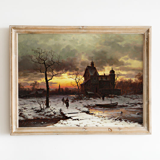 A Winter Twilight in the Rhine Valley by Ernesto Strigelly