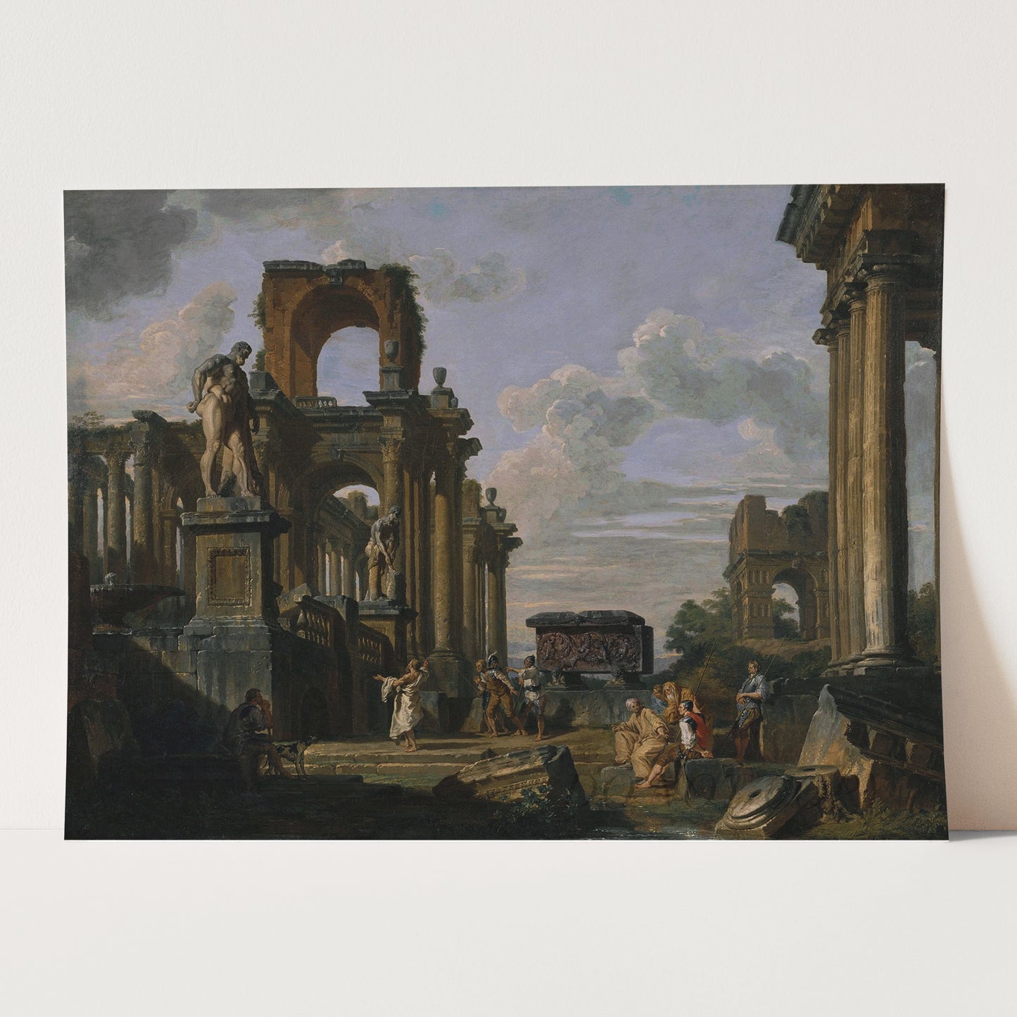 Architectural Capriccio of the Roman Forum with Philosophers and Soldiers by Giovanni Paolo Panini
