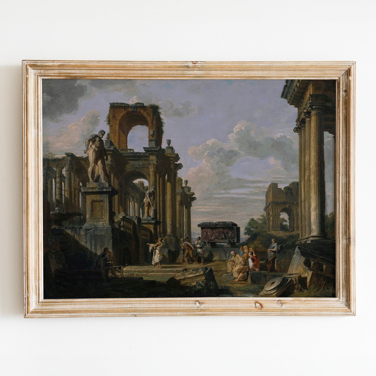 Architectural Capriccio of the Roman Forum with Philosophers and Soldiers by Giovanni Paolo Panini
