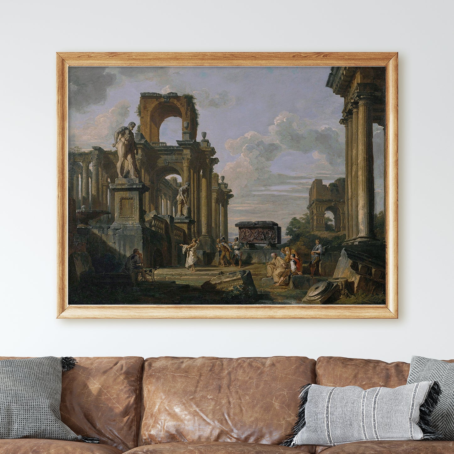 Architectural Capriccio of the Roman Forum with Philosophers and Soldiers by Giovanni Paolo Panini