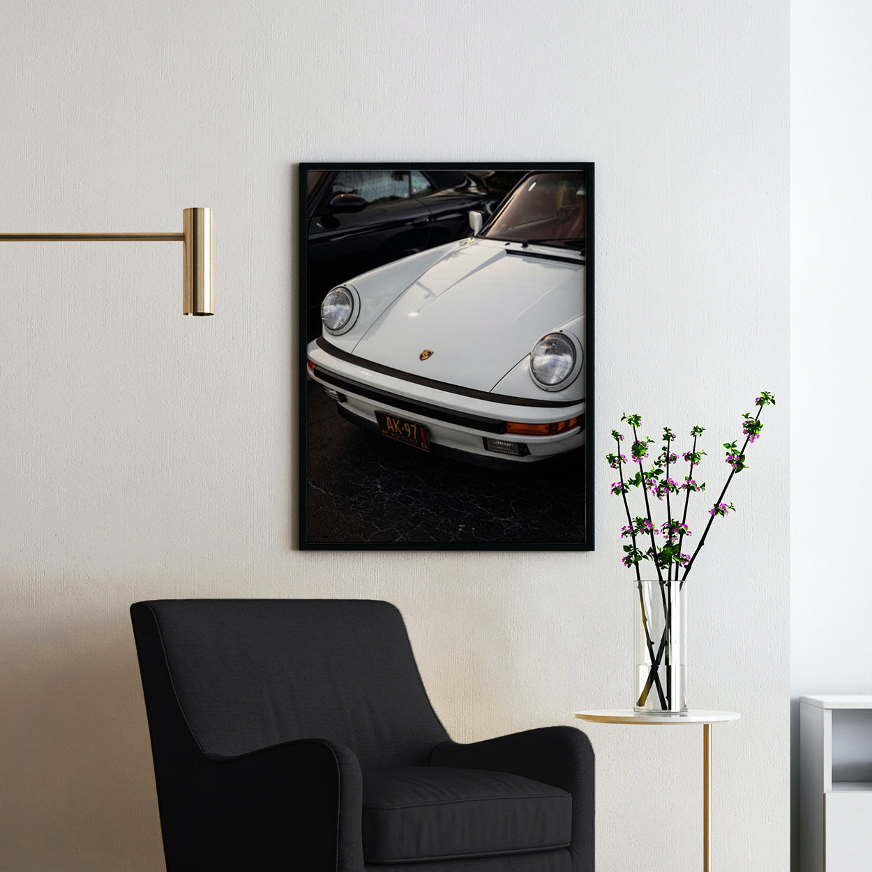 Vintage White Porsche 911 Lights