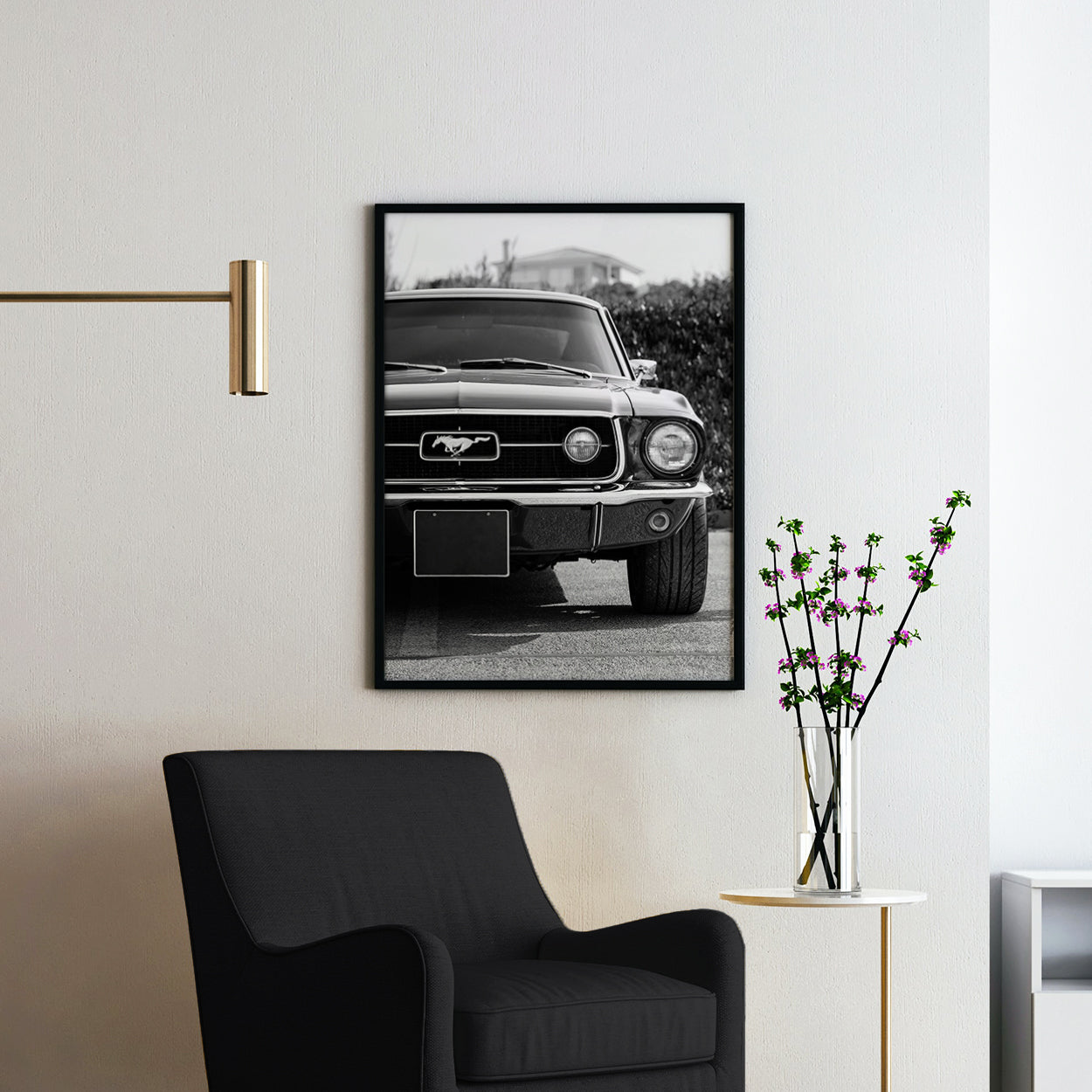 Vintage Ford Mustang Black & White