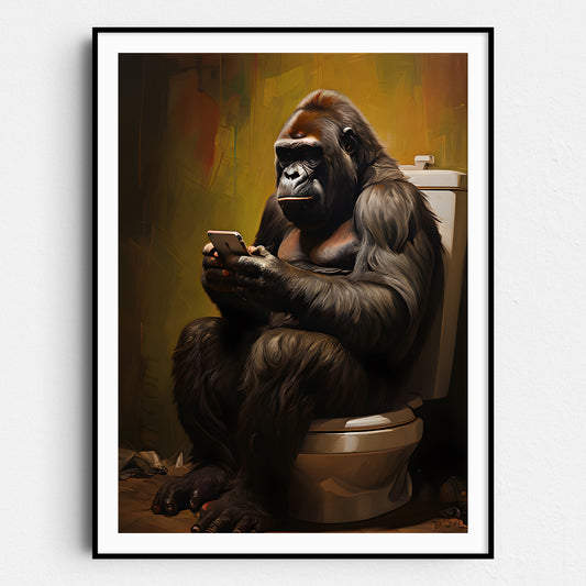 Gorilla On The Phone On The Toilet