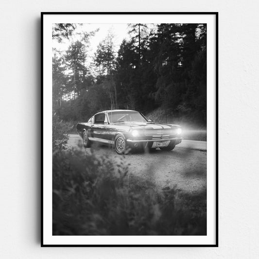 Vintage Ford Mustang Shelby GT500 on a Country Road