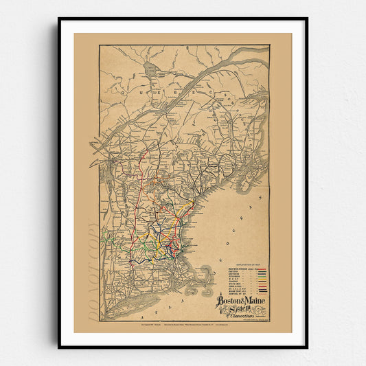 Vintage Map of Boston & Maine