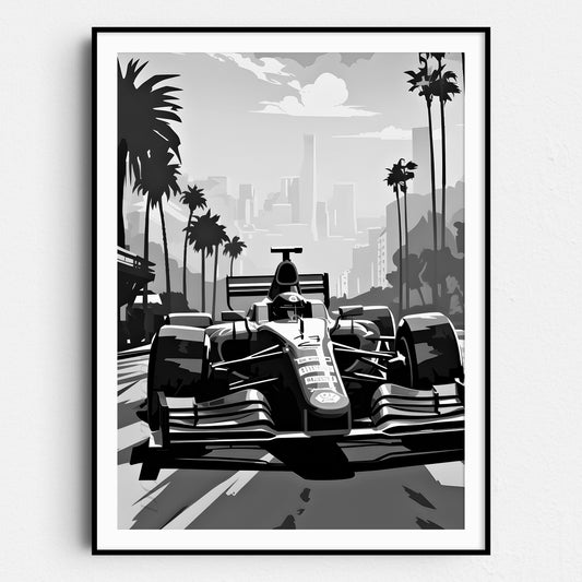 Formula 1 Race Car in Black & White