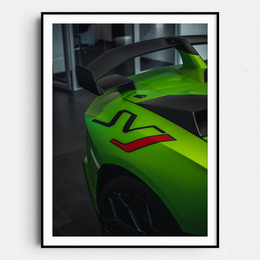 Green Lamborghini Aventador SVJ Spoiler