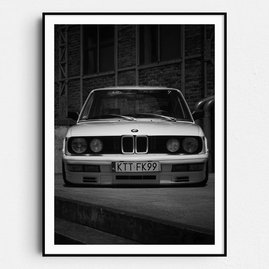 Vintage BMW Front View in Black & White