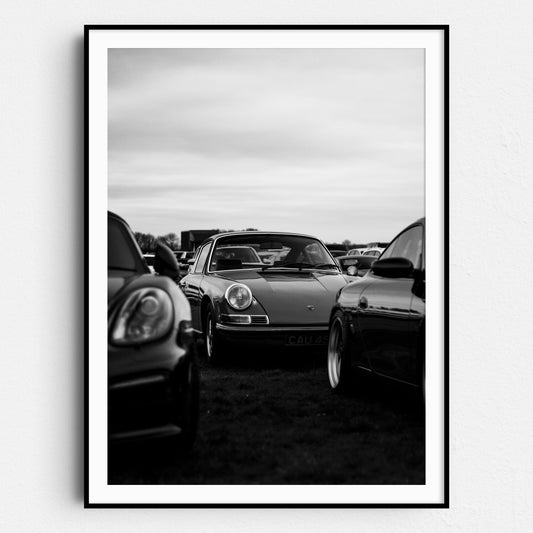 Field of Black & White Porsches
