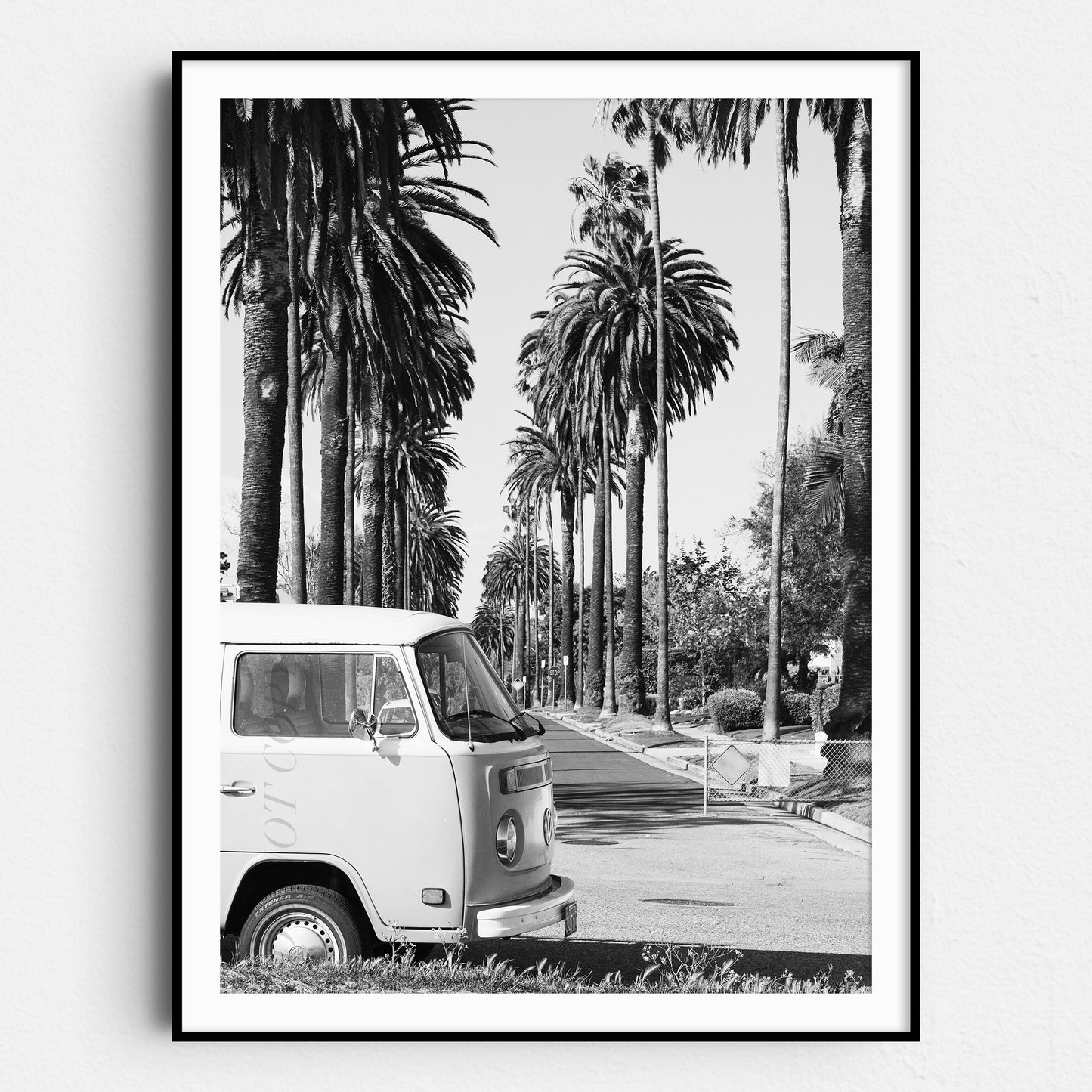 Vintage Volkswagen Van With Palm Trees
