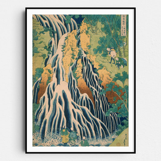 Japanese Pilgrims At Kirifuri Waterfall on Mount Kurokami in Shimotsuke Province by Katsushika Hokusai