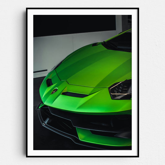 Green Lamborghini Front View