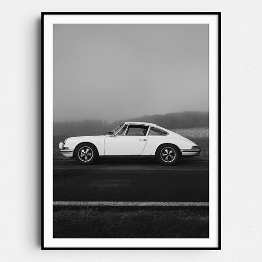 Classic Porsche 911 Side View in Black & White