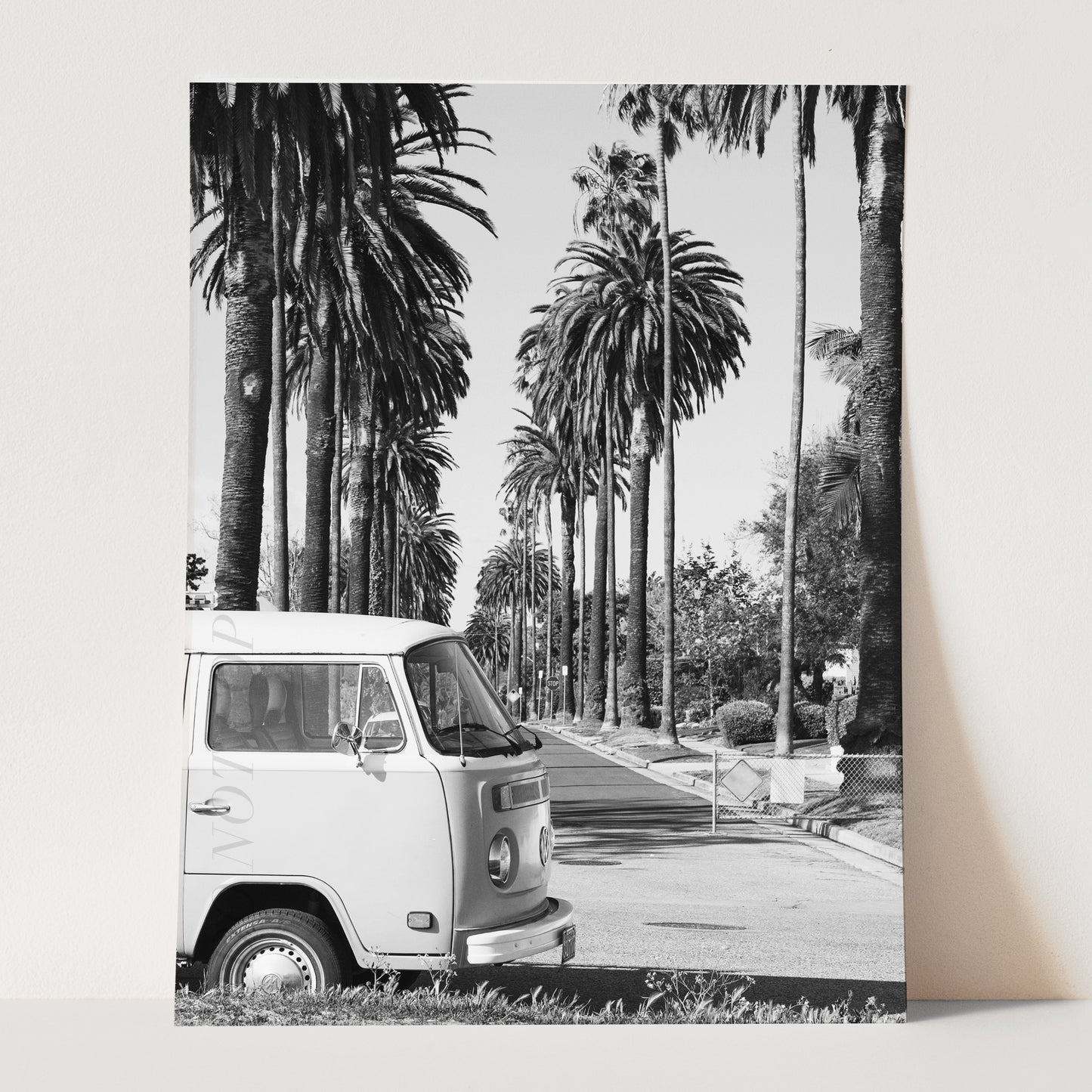 Vintage Volkswagen Van With Palm Trees