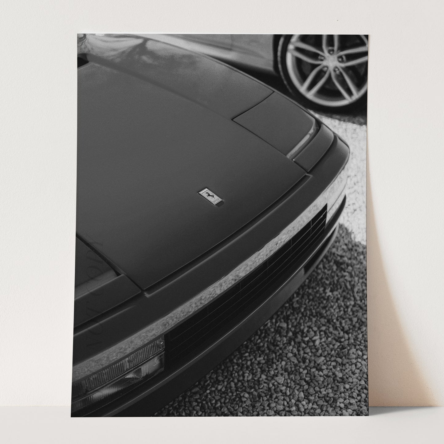 Vintage Ferrari Hood in Black & White